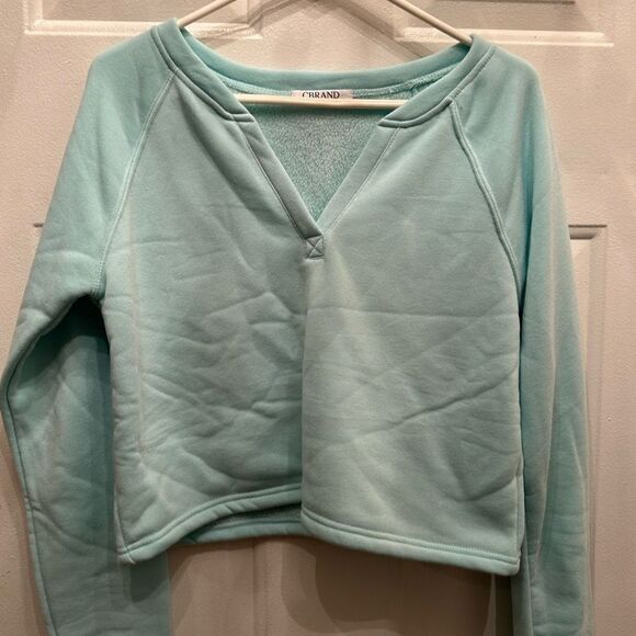 CBrand Mint green longsleeve fleece cropped top - Picture 1 of 4